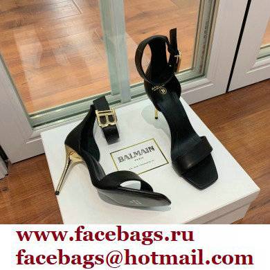 Balmain Heel 9.5cm Rudie Sandals Leather Black 2022