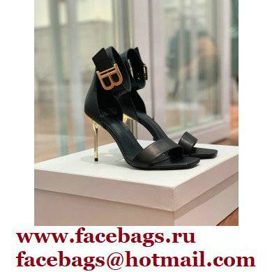 Balmain Heel 9.5cm Rudie Sandals Leather Black 2022