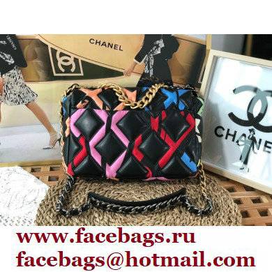 CHANEL 19 Handbag in Lambskin and Printed Fabric AS1160 Black/Multicolor 2022
