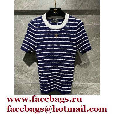 CHANEL BLUE KNITTED T-SHIRT 2022 - Click Image to Close