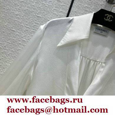 CHANEL V neck silk shirt white 2022