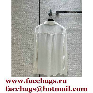 CHANEL V neck silk shirt white 2022 - Click Image to Close