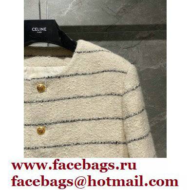 CHANEL WHITE STRIPED TWEED CARDIGAN 2022 - Click Image to Close