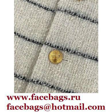 CHANEL WHITE STRIPED TWEED CARDIGAN 2022 - Click Image to Close