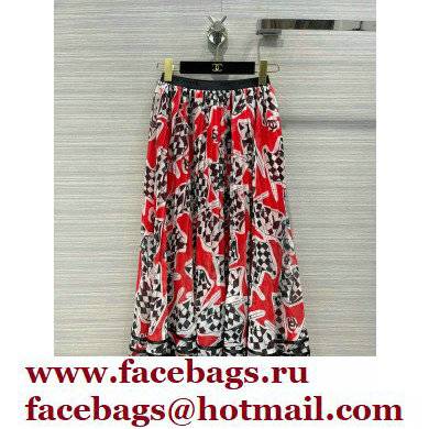 CHANEL logo printed red skirt 2022 - Click Image to Close
