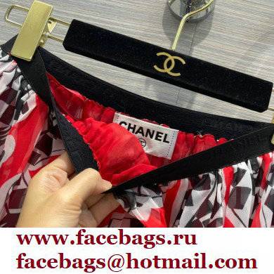 CHANEL logo printed red skirt 2022 - Click Image to Close