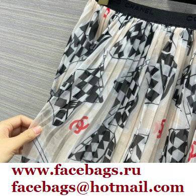 CHANEL logo printed white skirt 2022 - Click Image to Close
