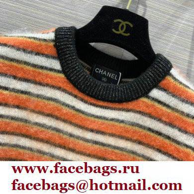 CHANEL orange striped cashmere sweater 2022 - Click Image to Close