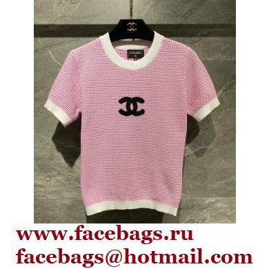 CHANEL pink knitted T-shirt 2022 - Click Image to Close