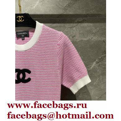 CHANEL pink knitted T-shirt 2022 - Click Image to Close