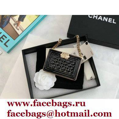 Chanel BOY Minaudiere Bag AP2870 Patent Calfskin Black 2022