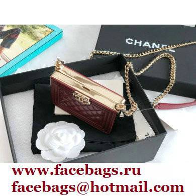 Chanel BOY Minaudiere Bag AP2884 Burgundy 2022