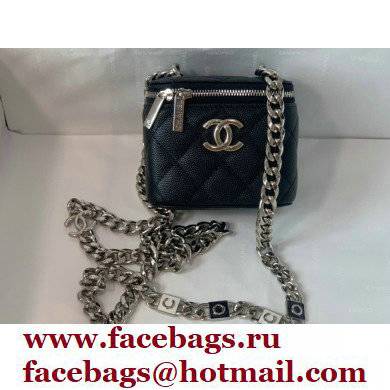 Chanel Caviar Leather Enamel Mini Vanity Case with Chain Bag 81193 Black 2022 - Click Image to Close
