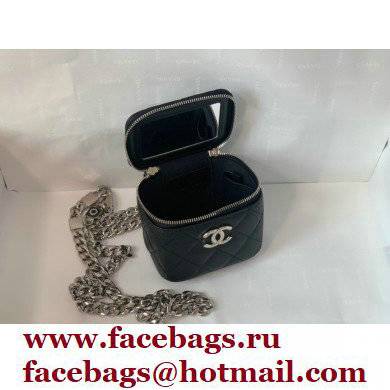 Chanel Caviar Leather Enamel Mini Vanity Case with Chain Bag 81193 Black 2022
