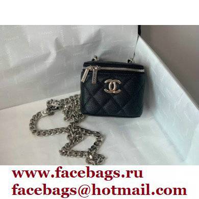Chanel Caviar Leather Enamel Mini Vanity Case with Chain Bag 81193 Black 2022