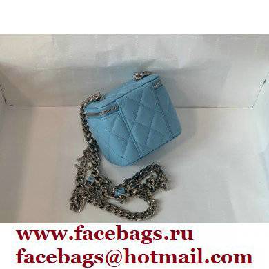 Chanel Caviar Leather Enamel Mini Vanity Case with Chain Bag 81193 Blue 2022