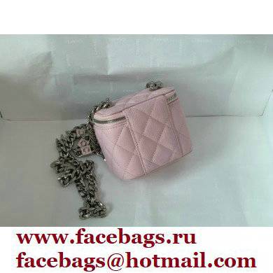 Chanel Caviar Leather Enamel Mini Vanity Case with Chain Bag 81193 Pink 2022 - Click Image to Close