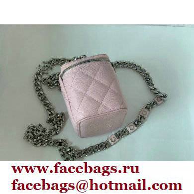Chanel Caviar Leather Enamel Mini Vanity Case with Chain Bag 81193 Pink 2022