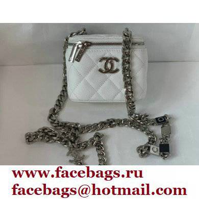 Chanel Caviar Leather Enamel Mini Vanity Case with Chain Bag 81193 White 2022