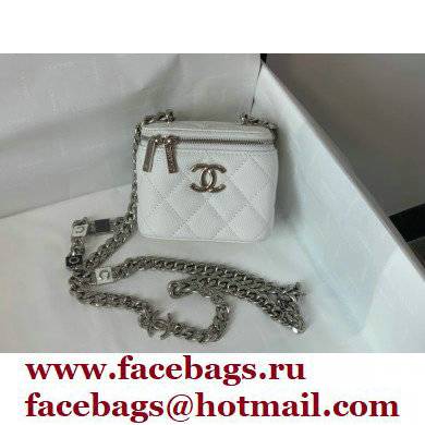 Chanel Caviar Leather Enamel Mini Vanity Case with Chain Bag 81193 White 2022