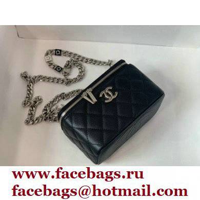 Chanel Caviar Leather Enamel Small Vanity Case with Chain Bag 81194 Black 2022