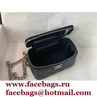 Chanel Caviar Leather Enamel Small Vanity Case with Chain Bag 81194 Black 2022