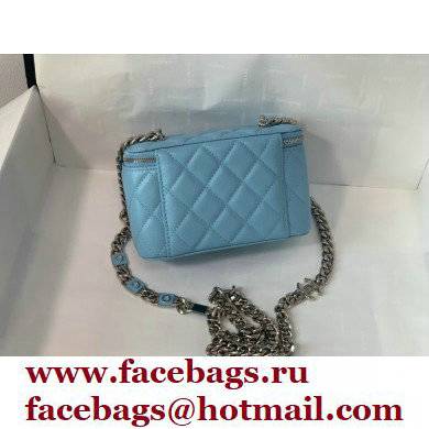 Chanel Caviar Leather Enamel Small Vanity Case with Chain Bag 81194 Blue 2022 - Click Image to Close