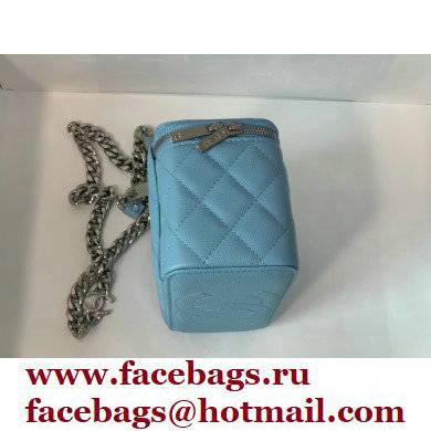 Chanel Caviar Leather Enamel Small Vanity Case with Chain Bag 81194 Blue 2022
