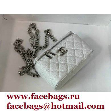 Chanel Caviar Leather Enamel Small Vanity Case with Chain Bag 81194 White 2022