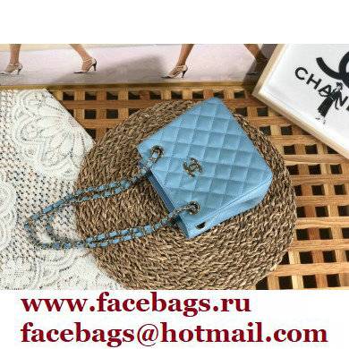 Chanel Caviar Leather Mini Shopping Tote Bag AS3176 Blue 2022
