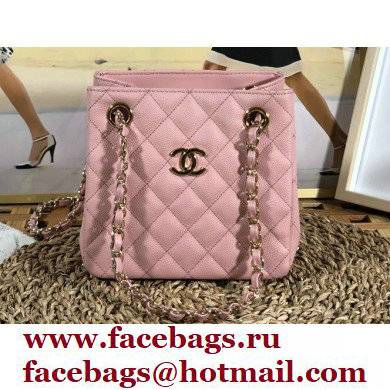 Chanel Caviar Leather Mini Shopping Tote Bag AS3176 Pink 2022