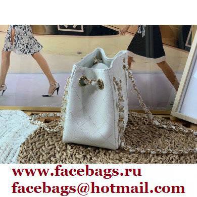 Chanel Caviar Leather Mini Shopping Tote Bag AS3176 White 2022 - Click Image to Close