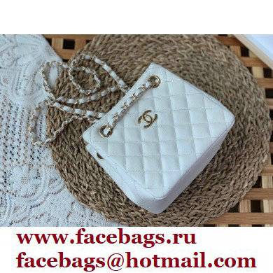 Chanel Caviar Leather Mini Shopping Tote Bag AS3176 White 2022