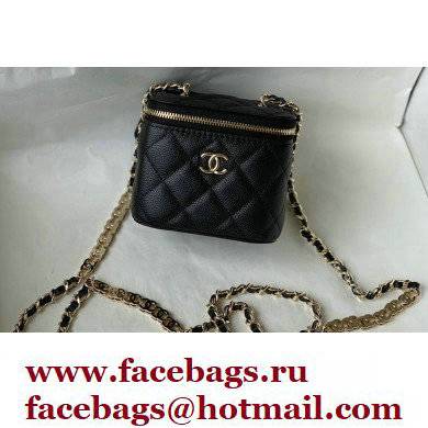 Chanel Caviar Leather Mini Vanity Case with Chain Bag 81186 Black 2022 - Click Image to Close