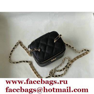 Chanel Caviar Leather Mini Vanity Case with Chain Bag 81186 Black 2022