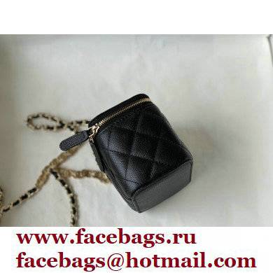 Chanel Caviar Leather Mini Vanity Case with Chain Bag 81186 Black 2022 - Click Image to Close