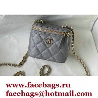 Chanel Caviar Leather Mini Vanity Case with Chain Bag 81186 Gray 2022 - Click Image to Close