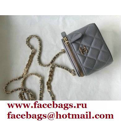 Chanel Caviar Leather Mini Vanity Case with Chain Bag 81186 Gray 2022 - Click Image to Close