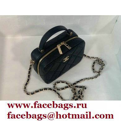 Chanel Caviar Leather Mini Vanity Case with Chain Bag AP2634 Black 2022 - Click Image to Close