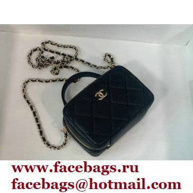Chanel Caviar Leather Mini Vanity Case with Chain Bag AP2634 Black 2022