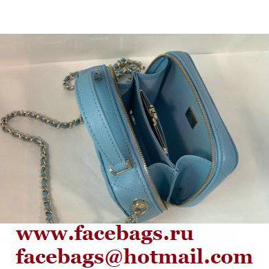 Chanel Caviar Leather Mini Vanity Case with Chain Bag AP2634 Blue 2022 - Click Image to Close