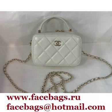 Chanel Caviar Leather Mini Vanity Case with Chain Bag AP2634 White 2022