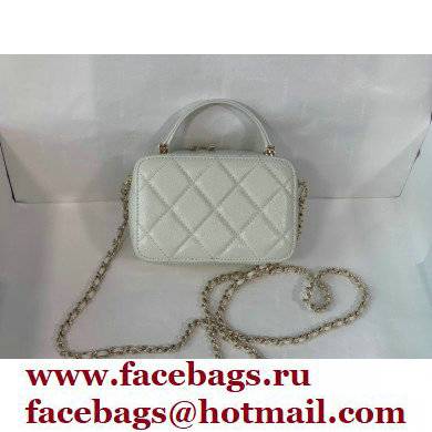 Chanel Caviar Leather Mini Vanity Case with Chain Bag AP2634 White 2022