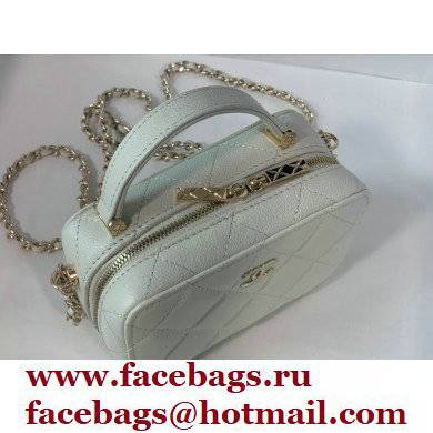 Chanel Caviar Leather Mini Vanity Case with Chain Bag AP2634 White 2022 - Click Image to Close