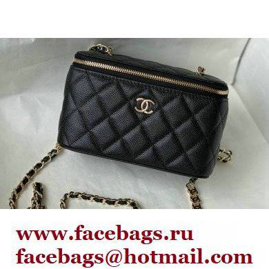 Chanel Caviar Leather Small Vanity Case with Chain Bag 81187 Black 2022 - Click Image to Close