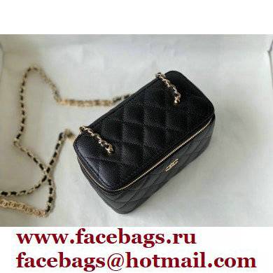 Chanel Caviar Leather Small Vanity Case with Chain Bag 81187 Black 2022