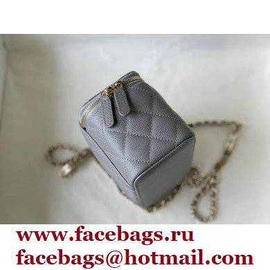 Chanel Caviar Leather Small Vanity Case with Chain Bag 81187 Gray 2022 - Click Image to Close