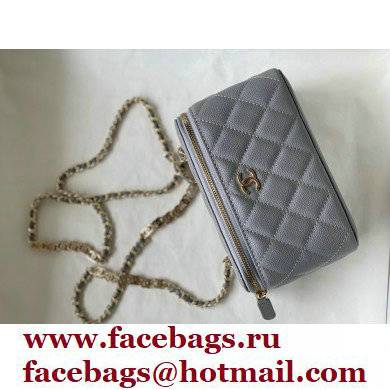 Chanel Caviar Leather Small Vanity Case with Chain Bag 81187 Gray 2022 - Click Image to Close