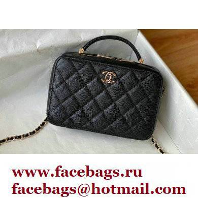 Chanel Caviar Leather Small Vanity Case with Chain Bag AS3168 Black 2022 - Click Image to Close