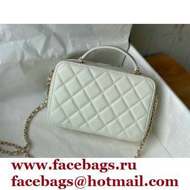 Chanel Caviar Leather Small Vanity Case with Chain Bag AS3168 White 2022 - Click Image to Close